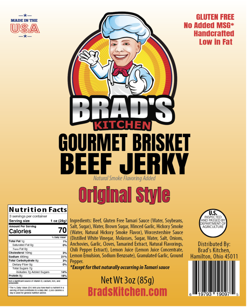 Original Flavor Gourmet Beef Jerky 3 Oz. Brad’s Kitchen